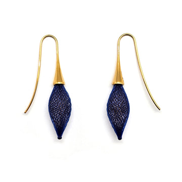 Navy Nylon Bulb Earrings