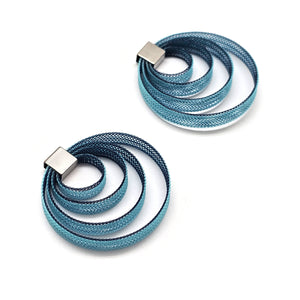 Navy Nylon Circle Earrings-Earrings-Dorine Decayeux-Pistachios