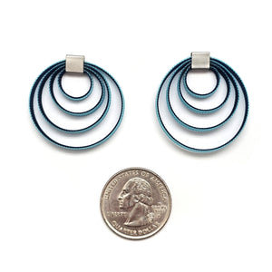 Navy Nylon Circle Earrings-Earrings-Dorine Decayeux-Pistachios