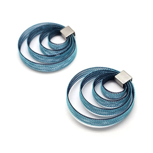 Navy Nylon Circle Earrings-Earrings-Dorine Decayeux-Pistachios