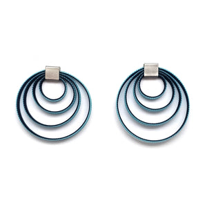 Navy Nylon Circle Earrings-Earrings-Dorine Decayeux-Pistachios
