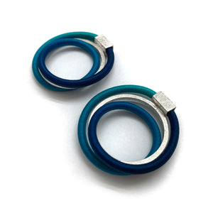 Navy and Aqua Silver Earrings