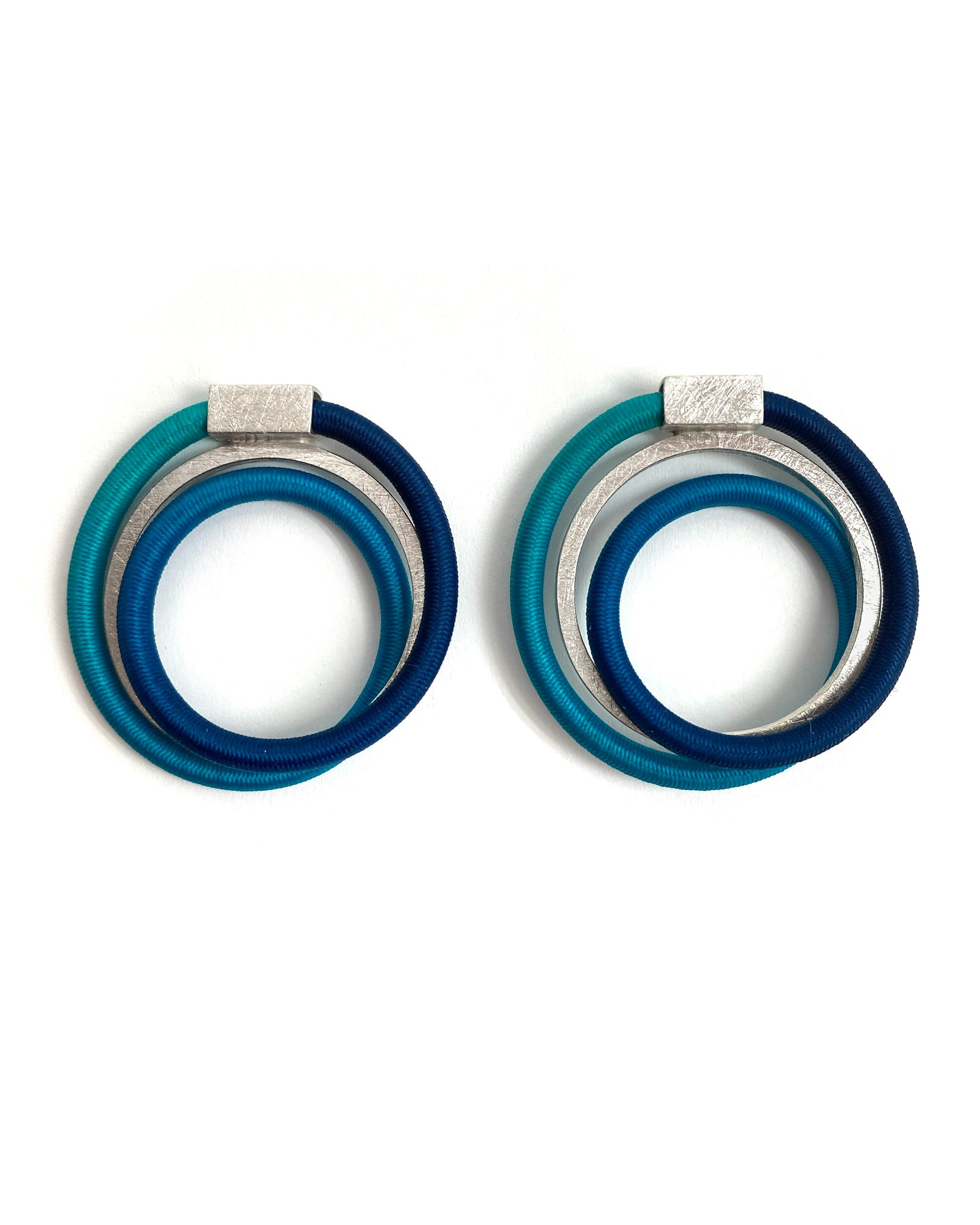 Navy and Aqua Silver Earrings