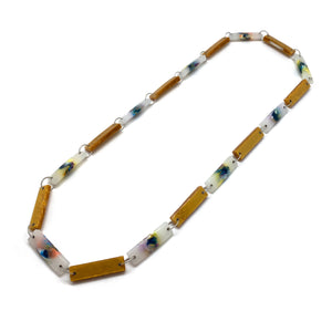 Navy and Gold Rectangular Long Link Necklace-Necklaces-Asami Watanabe-Pistachios