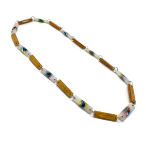 Navy and Gold Rectangular Long Link Necklace-Necklaces-Asami Watanabe-Pistachios