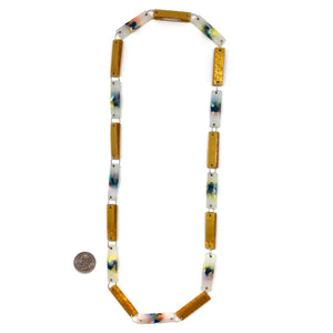 Navy and Gold Rectangular Long Link Necklace-Necklaces-Asami Watanabe-Pistachios