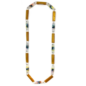 Navy and Gold Rectangular Long Link Necklace-Necklaces-Asami Watanabe-Pistachios