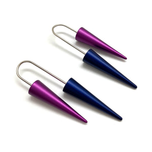 Navy and Purple Cone Earrings