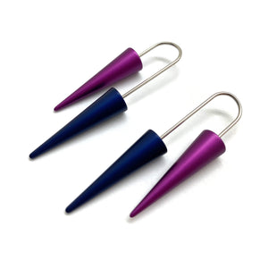 Navy and Purple Cone Earrings