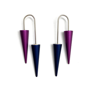 Navy and Purple Cone Earrings