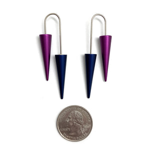 Navy and Purple Cone Earrings