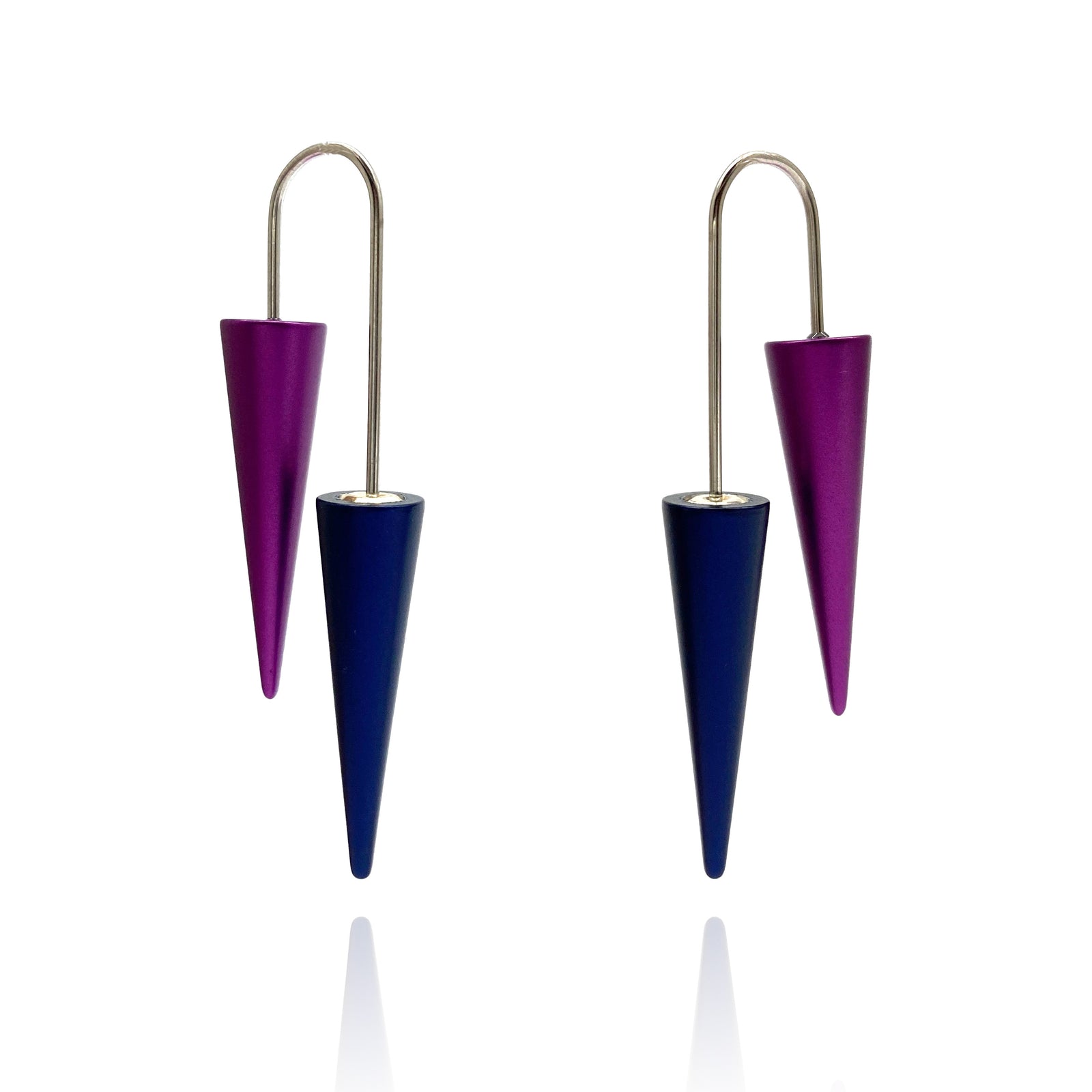 Navy and Purple Cone Earrings