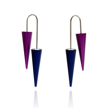 Navy and Purple Cone Earrings