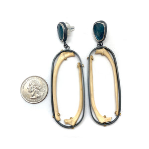 Of Mineral And Marrow Earrings - Rabbit and Kyanite-Earrings-Carin Jones-Pistachios
