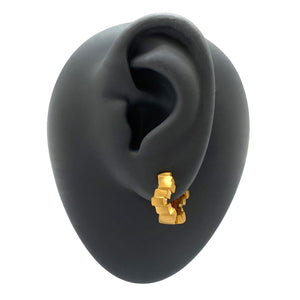 Offset Textured Gold Vermeil Huggies-Earrings-Erich Durrer-Pistachios