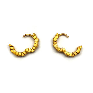 Offset Textured Gold Vermeil Huggies-Earrings-Erich Durrer-Pistachios