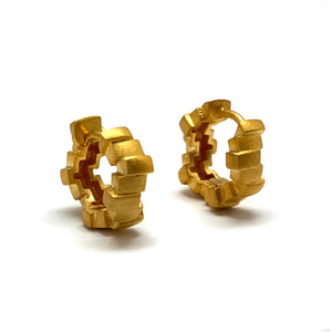 Offset Textured Gold Vermeil Huggies-Earrings-Erich Durrer-Pistachios