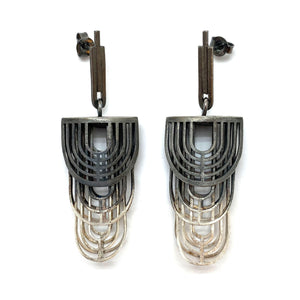 Ombré Sterling Silver Deco Earrings-Earrings-Veronika Majewska-Pistachios