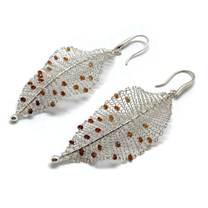 Ombre Tourmaline Leaf Earrings-Earrings-Sowon Joo-Pistachios