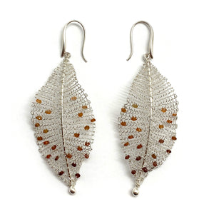 Ombre Tourmaline Leaf Earrings-Earrings-Sowon Joo-Pistachios