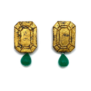 Onyx and Gold Earrings-Earrings-So Young Park-Pistachios