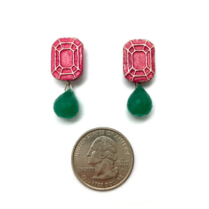 Onyx and Pink Earrings-Earrings-So Young Park-Pistachios