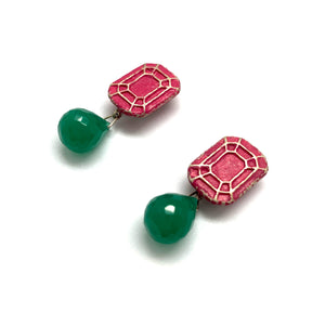 Onyx and Pink Earrings-Earrings-So Young Park-Pistachios