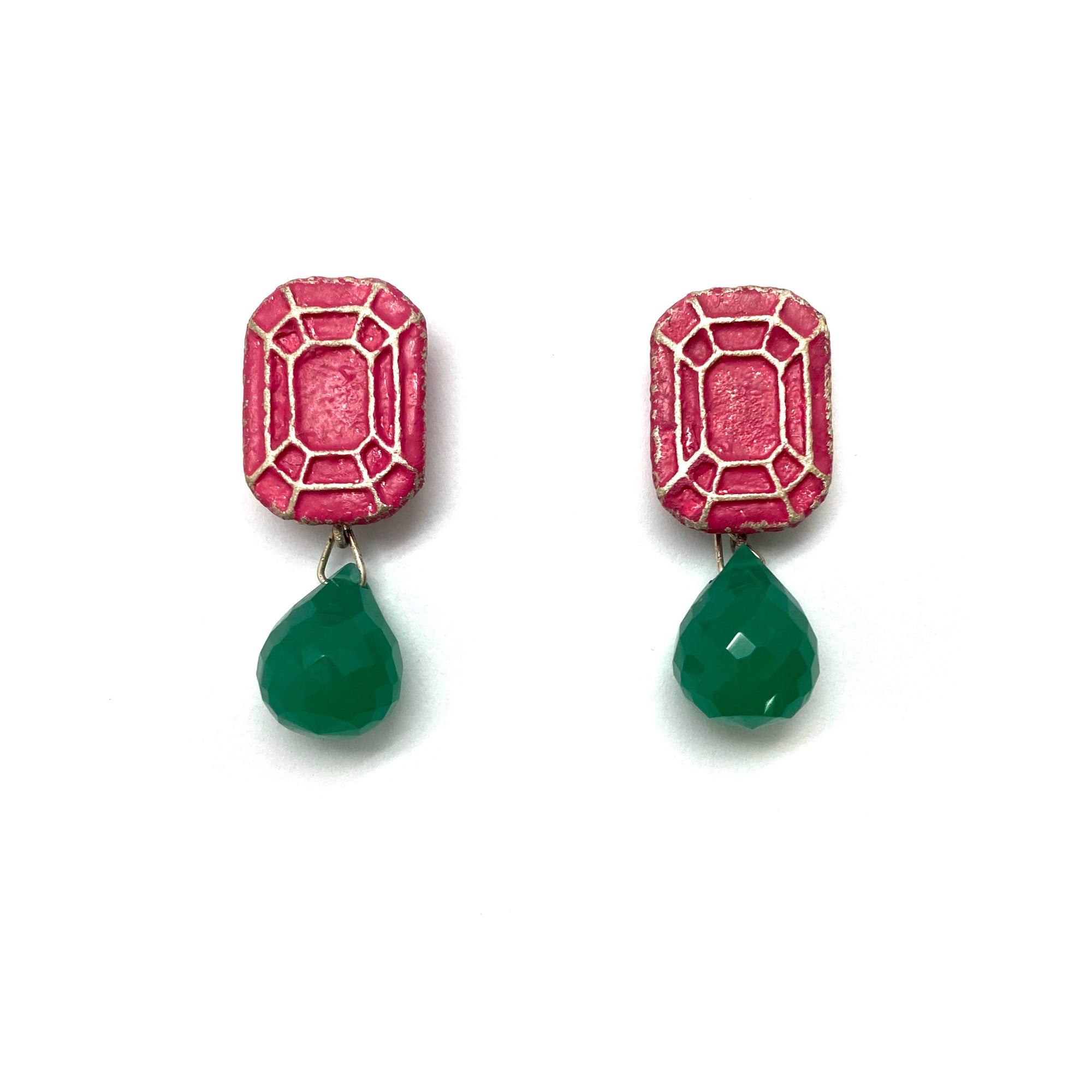 Onyx and Pink Earrings-Earrings-So Young Park-Pistachios