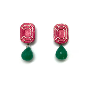 Onyx and Pink Earrings-Earrings-So Young Park-Pistachios