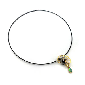 Opal Double Cloud Fold Convertible Pendant and Pin-Necklaces-Karin Jacobson-Pistachios