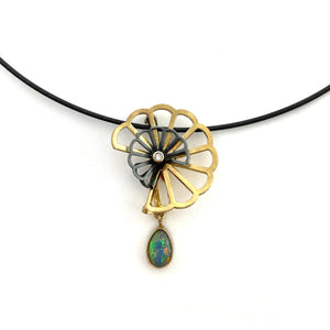 Opal Double Cloud Fold Convertible Pendant and Pin-Necklaces-Karin Jacobson-Pistachios