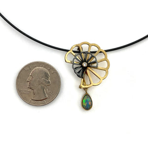 Opal Double Cloud Fold Convertible Pendant and Pin-Necklaces-Karin Jacobson-Pistachios