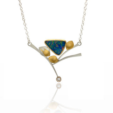 Opal Leaf Starburst Pendant Necklace