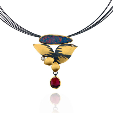 Opal Rose Pendant Necklace