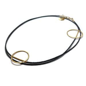 Open Circle Hematite Necklace-Necklaces-Iza Design-Pistachios