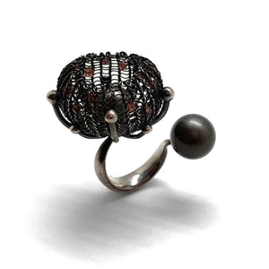 Open Crochet Pearl Ring-Rings-Sowon Joo-Pistachios