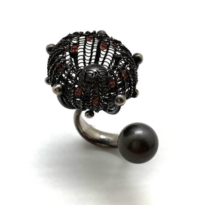 Open Crochet Pearl Ring-Rings-Sowon Joo-Pistachios