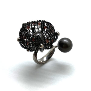 Open Crochet Pearl Ring-Rings-Sowon Joo-Pistachios