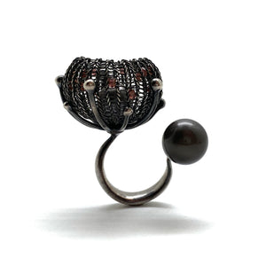 Open Crochet Pearl Ring-Rings-Sowon Joo-Pistachios