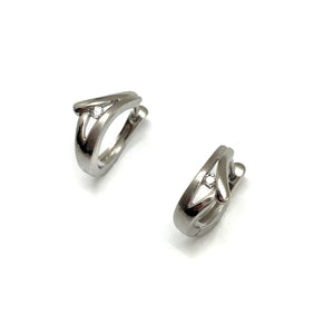 Open Faced CZ Huggie Earrings-Earrings-Olaf Sagner-Pistachios