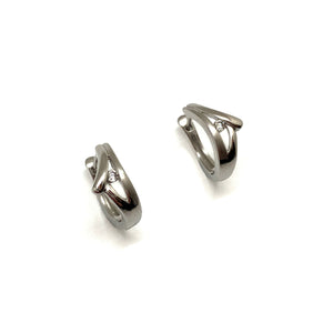 Open Faced CZ Huggie Earrings-Earrings-Olaf Sagner-Pistachios
