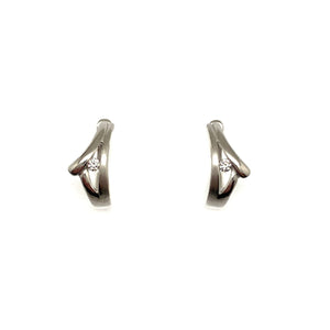 Open Faced CZ Huggie Earrings-Earrings-Olaf Sagner-Pistachios