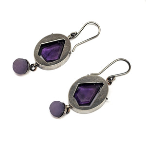 Open Hollow Amethyst Earrings-Earrings-Joanna Gollberg-Pistachios