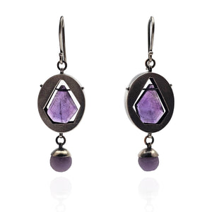 Open Hollow Amethyst Earrings-Earrings-Joanna Gollberg-Pistachios