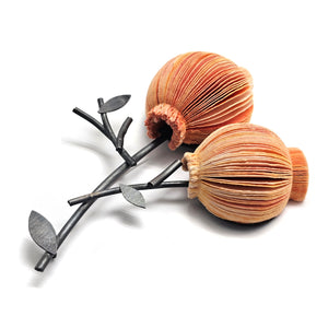 Orange Double Flower Brooch-Pins-Naoko Yoshizawa-Pistachios