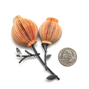 Orange Double Flower Brooch-Pins-Naoko Yoshizawa-Pistachios