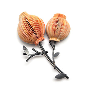 Orange Double Flower Brooch-Pins-Naoko Yoshizawa-Pistachios