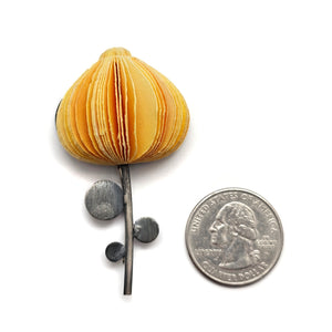 Orange Paper Flower Brooch-Pins-Naoko Yoshizawa-Pistachios