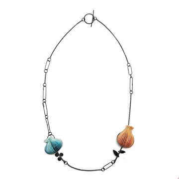 Orange and Blue Flower Necklace