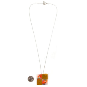 Orange and Gold Squares Pendant Necklace-Necklaces-Asami Watanabe-Pistachios